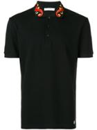 Versace Collection Embroidered Collar Polo Shirt - Black