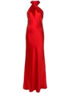 Galvan Asymmetric Halterneck Dress - Red