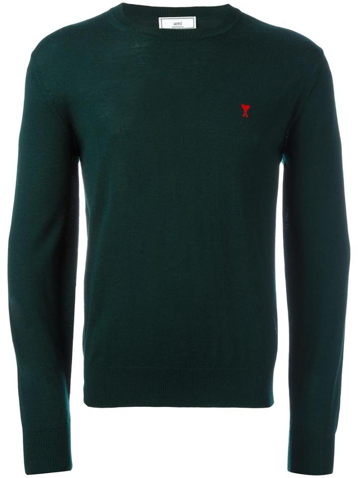 Ami Alexandre Mattiussi Ami De Coeur Sweater, Men's, Size: Large, Green, Merino