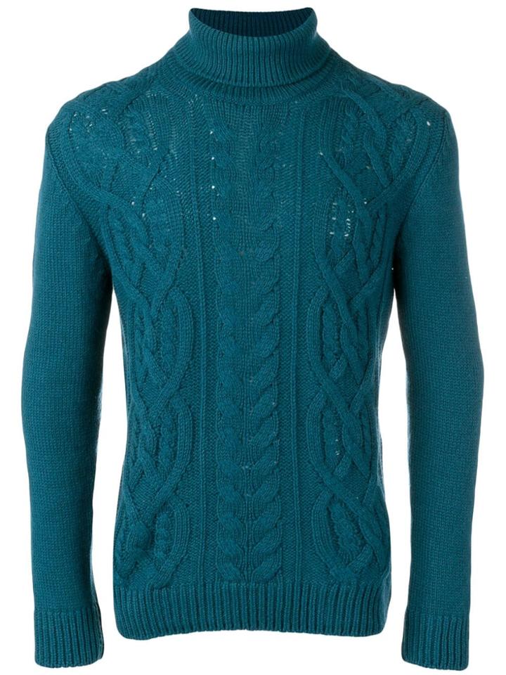 Tagliatore Turtle Neck Knit Jumper - Blue