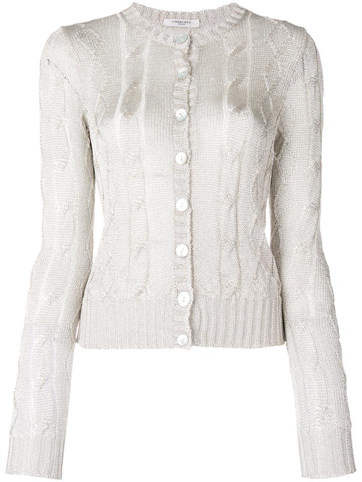 Charlott Fitted Front Fastened Sweater - Nude & Neutrals