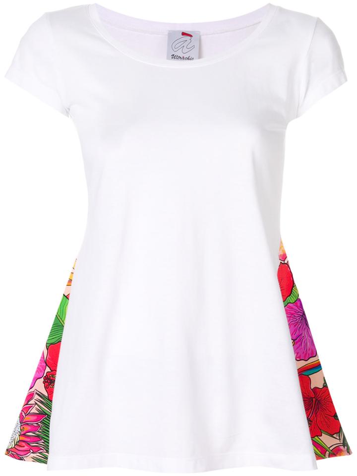 Ultràchic Floral Print Detail T-shirt - White
