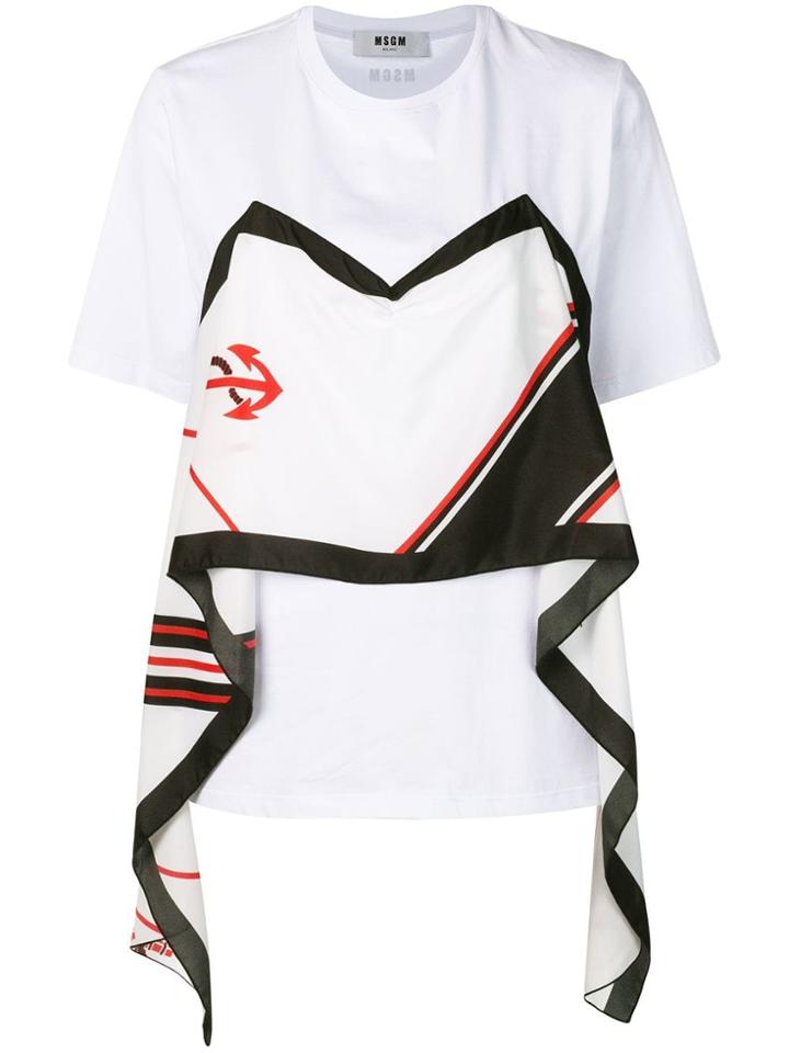 Msgm Oversized Scarf T-shirt - White