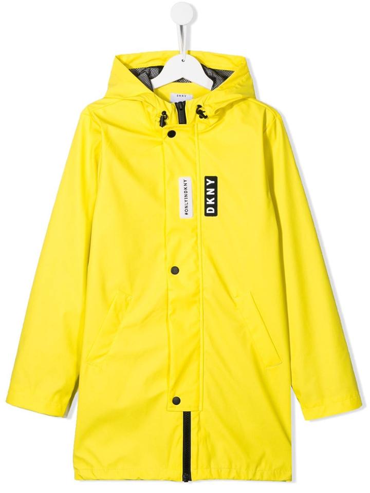Dkny Kids Teen Contrast Detail Raincoat - Yellow