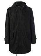 Desa Collection Concealed Fastening Hooded Coat, Men's, Size: 50, Black, Leather/sheep Skin/shearling/viscose/acetate