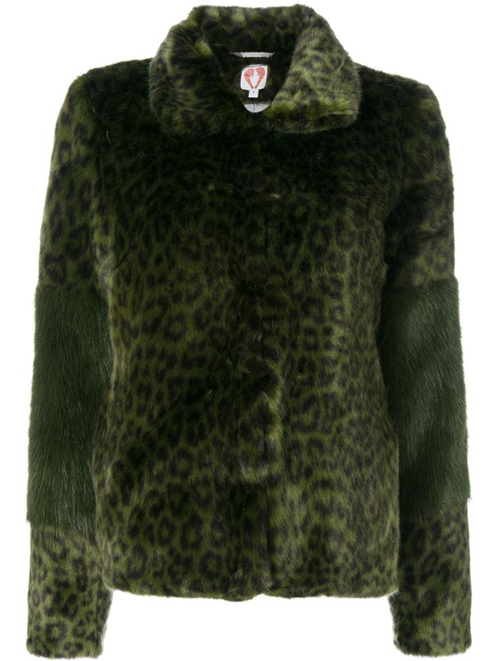 Shrimps Alpin Leopard Faux Fur Coat - Green