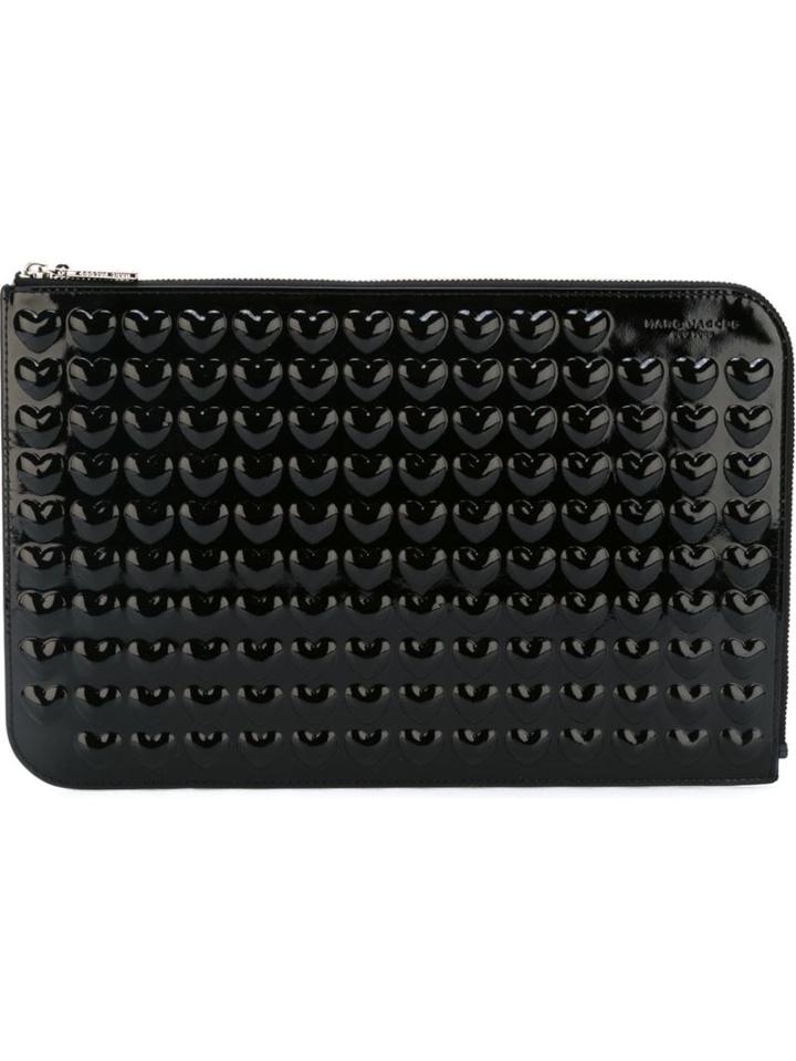Marc By Marc Jacobs Medium Embossed Solid Heart Pouch, Black, Leather