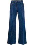 Valentino V Logo Wide Leg Jeans - Blue