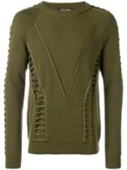 Balmain Chevron Knitted Sweater - Green