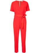 Trina Turk Belted Jumpsuit, Women's, Size: 6, Red, Polyester