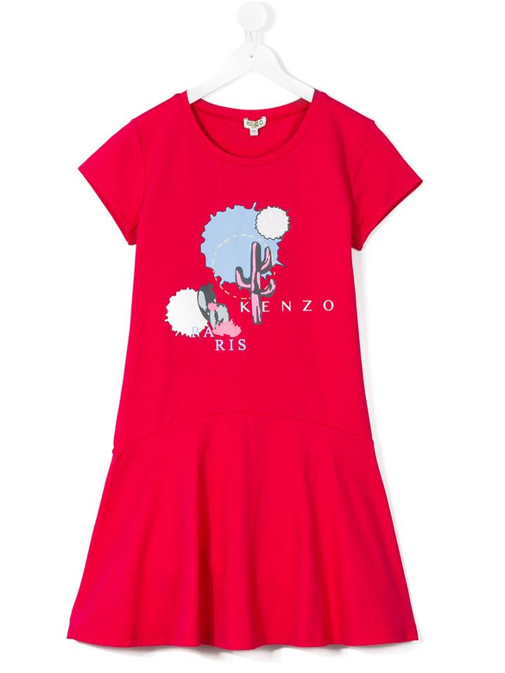 Kenzo Kids - Dancing Cactus Print Dress - Kids - Cotton/spandex/elastane - 14 Yrs, Pink/purple