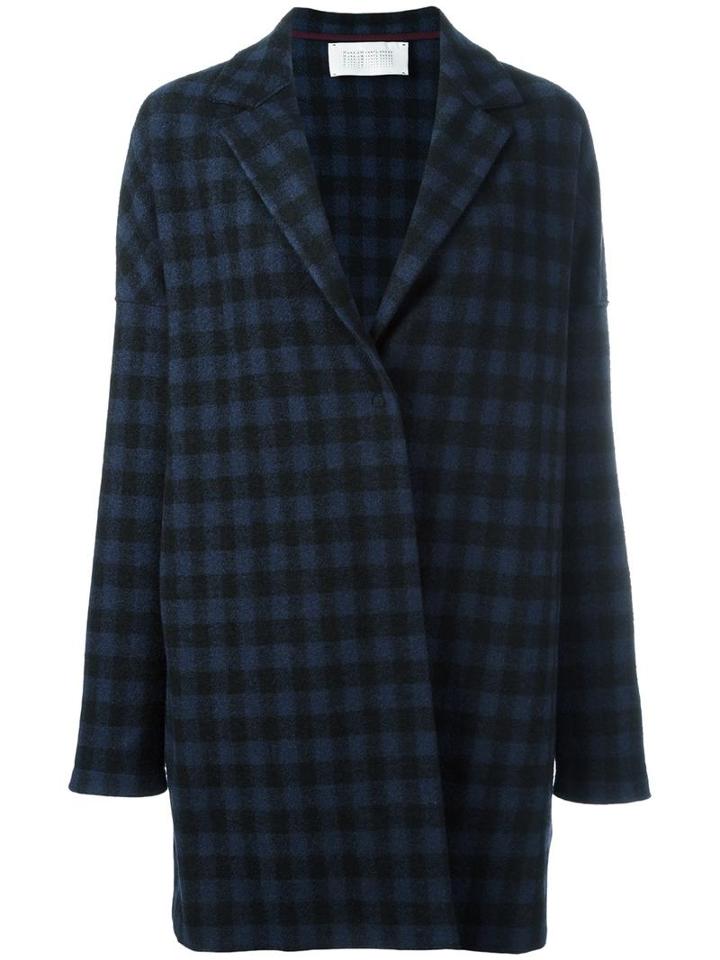 Harris Wharf London Checked Coat, Women's, Size: Medium, Blue, Polyester/virgin Wool