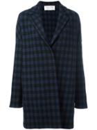 Harris Wharf London Checked Coat, Women's, Size: Medium, Blue, Polyester/virgin Wool