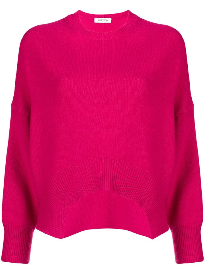 Valentino Asymmetric Hem Jumper - Pink & Purple