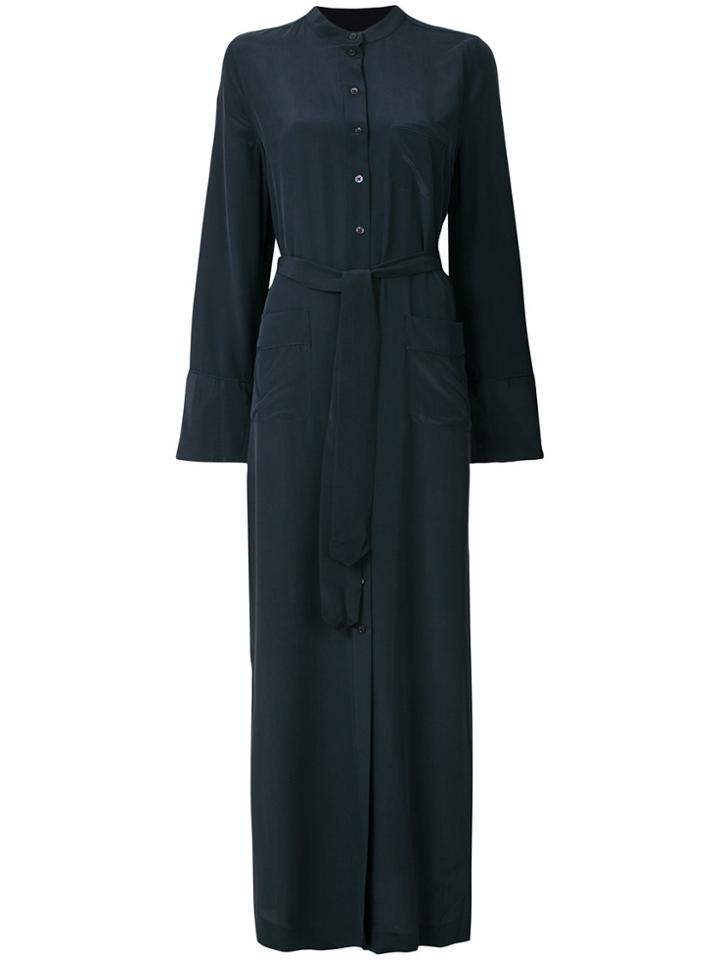 Equipment Tie Waist Shirt Maxi Dress - Blue