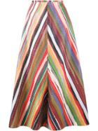 Rosie Assoulin Rainbow Stripe A-line Skirt, Women's, Size: 4, Red, Polyester/silk