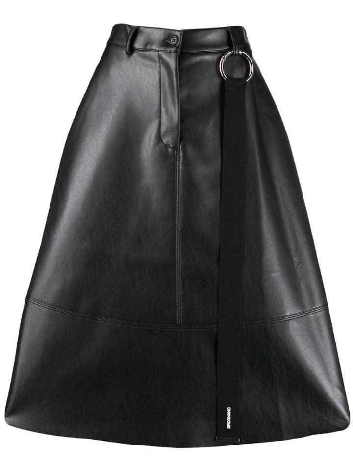Brognano Faux-leather Flared Skirt - Black