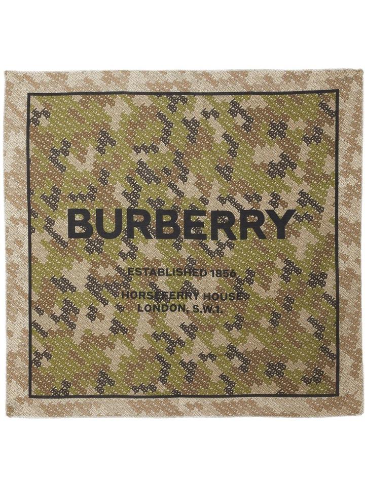 Burberry Horseferry Print Cotton Silk Large Square Scarf - Green