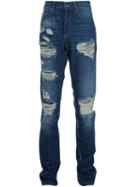 Off-white Distressed Jeans, Men's, Size: 34, Blue, Cotton