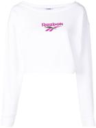 Reebok Logo Print Cropped Sweatshirt - White