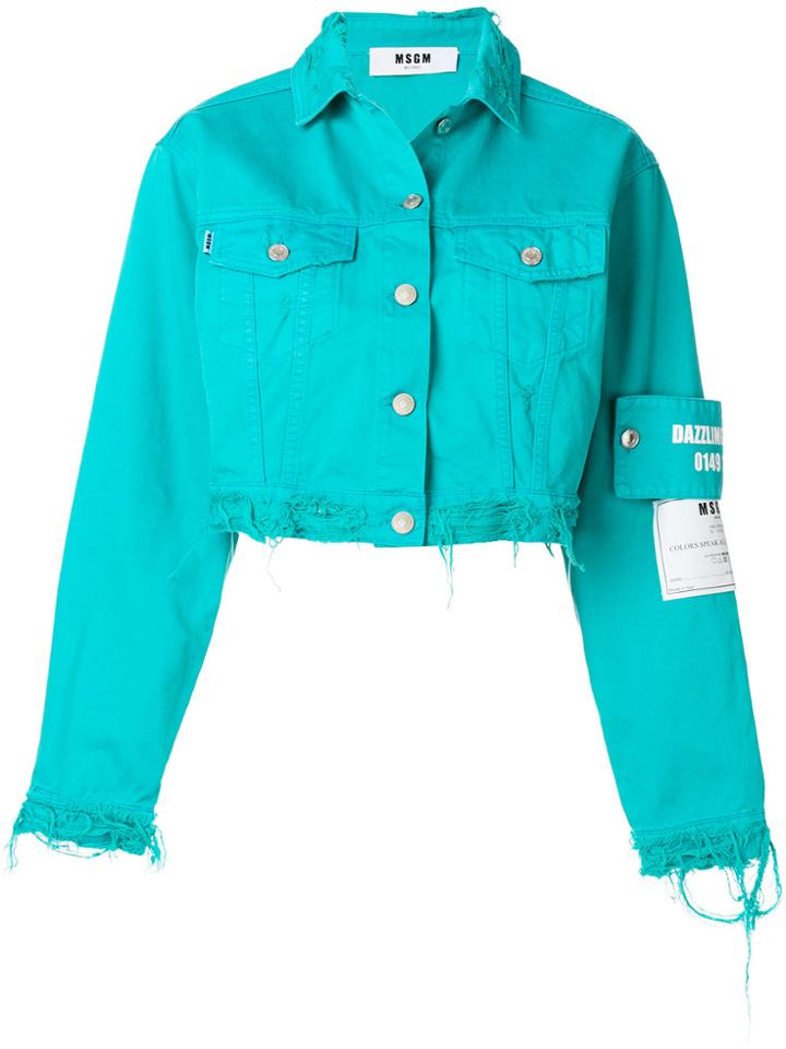 Msgm Cropped Denim Jacket - Blue