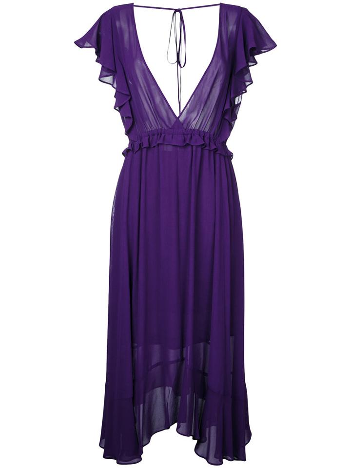 Le Ciel Bleu - Georgette Flared Dress - Women - Rayon - 36, Women's, Pink/purple, Rayon