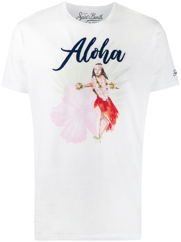 Mc2 Saint Barth Aloha Embroidered T-shirt - White