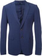 Armani Collezioni Notched Lapel Textured Blazer, Men's, Size: 50, Blue, Silk/spandex/elastane/acetate/virgin Wool