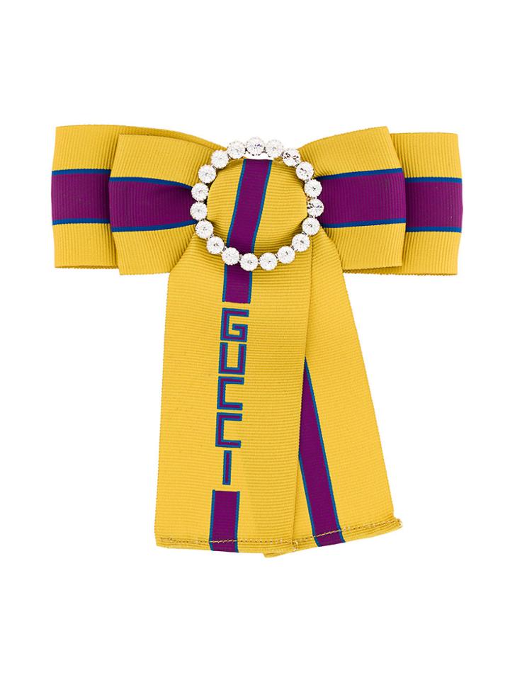 Gucci Web Logo Bow Brooch - Yellow & Orange