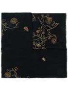 Janavi Bush Bugs Embroidered Scarf - Black