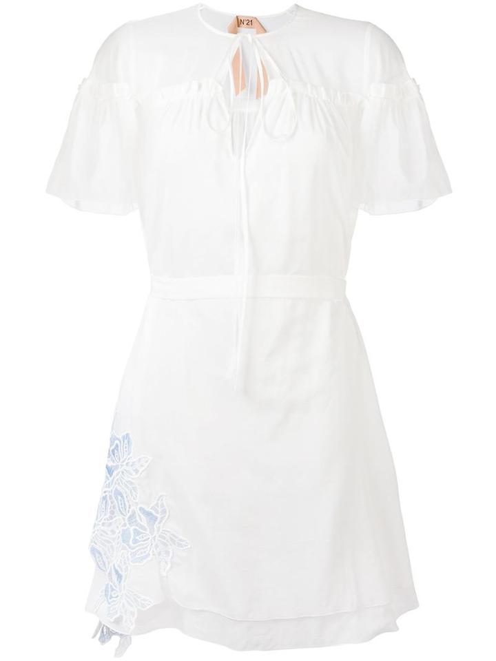No21 Embroidered Shift Dress, Women's, Size: 44, White, Silk/cotton/polyester