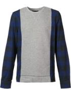 Mostly Heard Rarely Seen Plaid Sleeves Sweatshirt - Grey