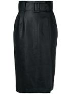 Sara Battaglia Wet-look Pencil Skirt - Black