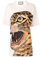Gucci Feline Print Oversized T-shirt - Neutrals