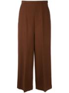 Enföld Pleated Wide Leg Trousers, Women's, Size: 36, Brown, Wool/springbok