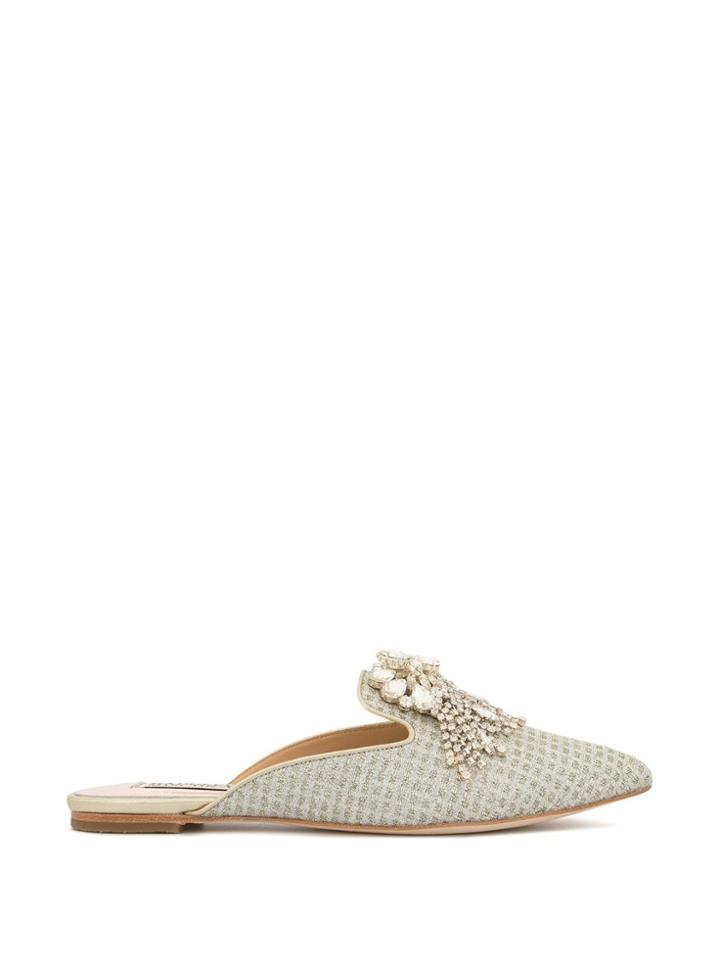 Badgley Mischka Farley Embellished Mules - Silver