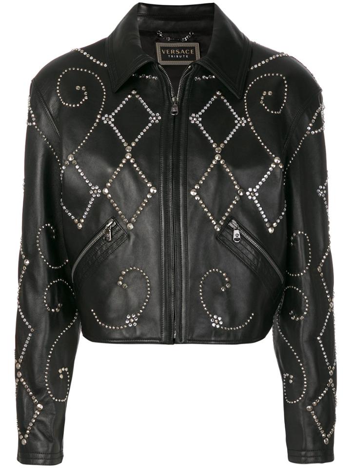 Versace Gemstone Biker Jacket - Black