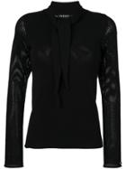 Twin-set Mesh Sleeve Top - Black