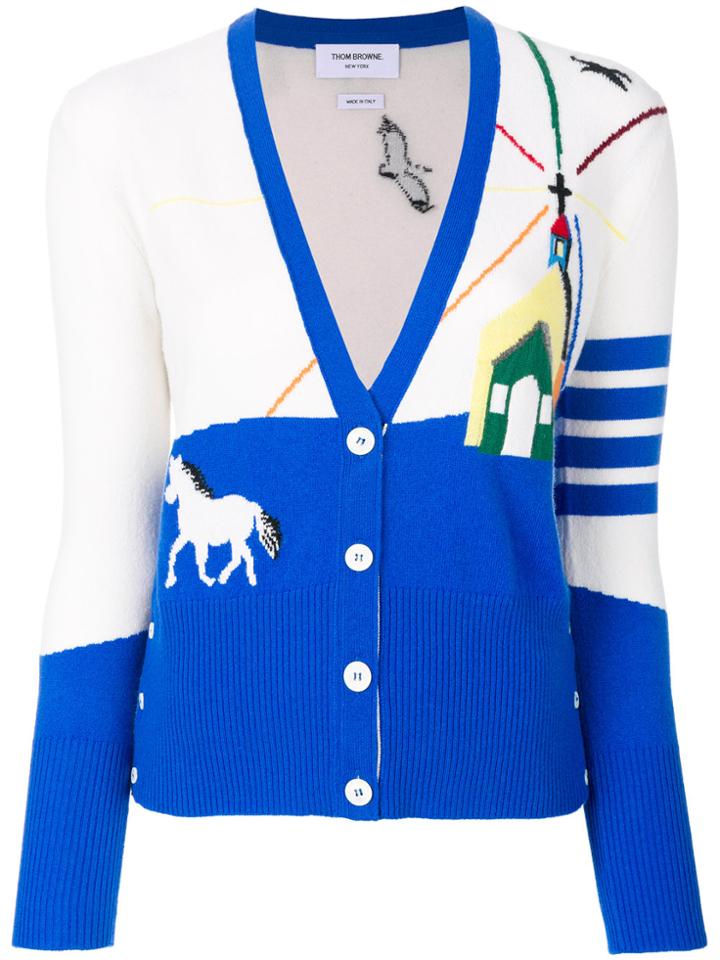 Thom Browne Church Scenery Cardigan - Nude & Neutrals