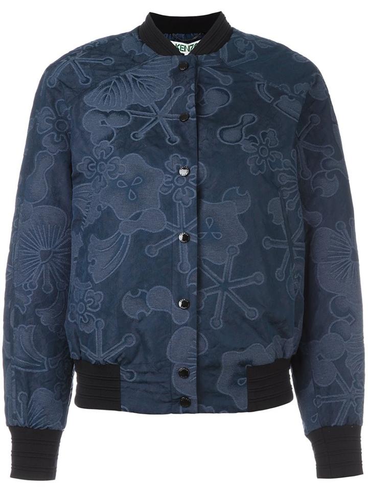 Kenzo 'tanami' Bomber Jacket, Women's, Size: Large, Blue, Polyester/acrylic/cotton/polyester