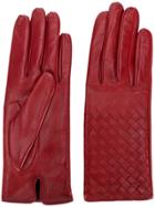 Bottega Veneta Woven Effect Gloves - Red
