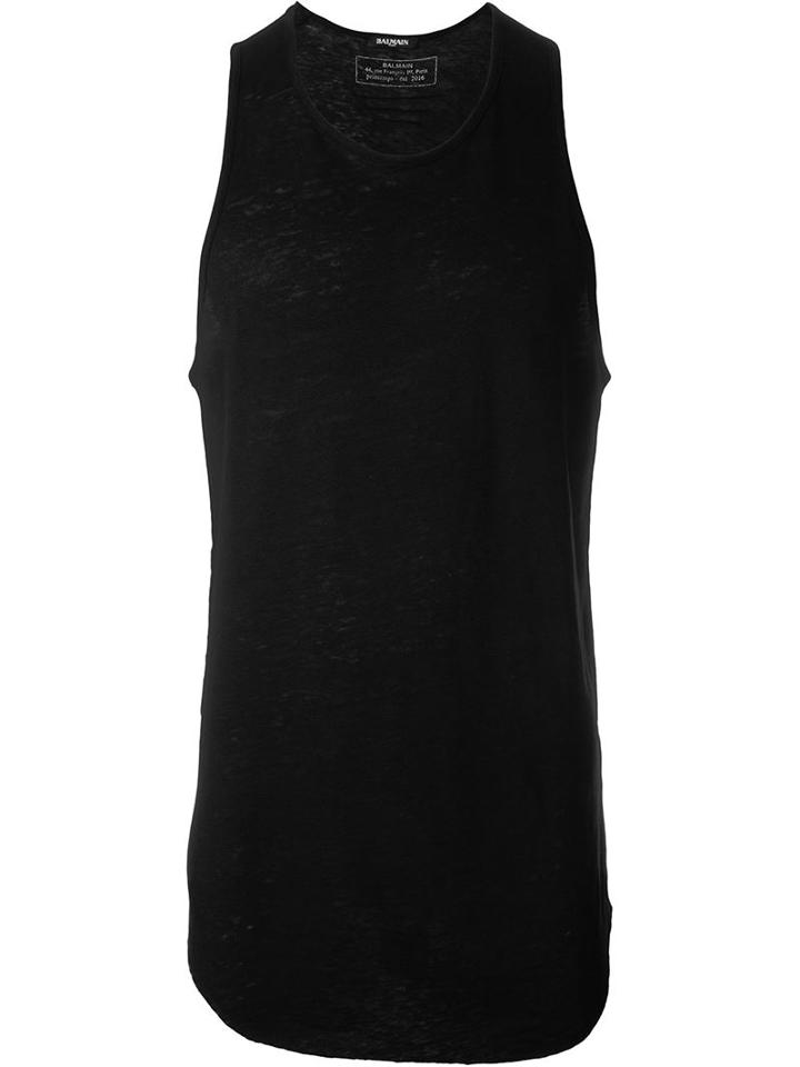 Balmain Sleeveless Top, Men's, Size: Small, Black, Linen/flax