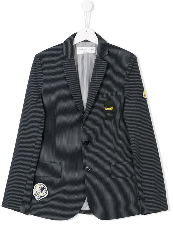 John Galliano Kids Teen Striped Blazer - Blue