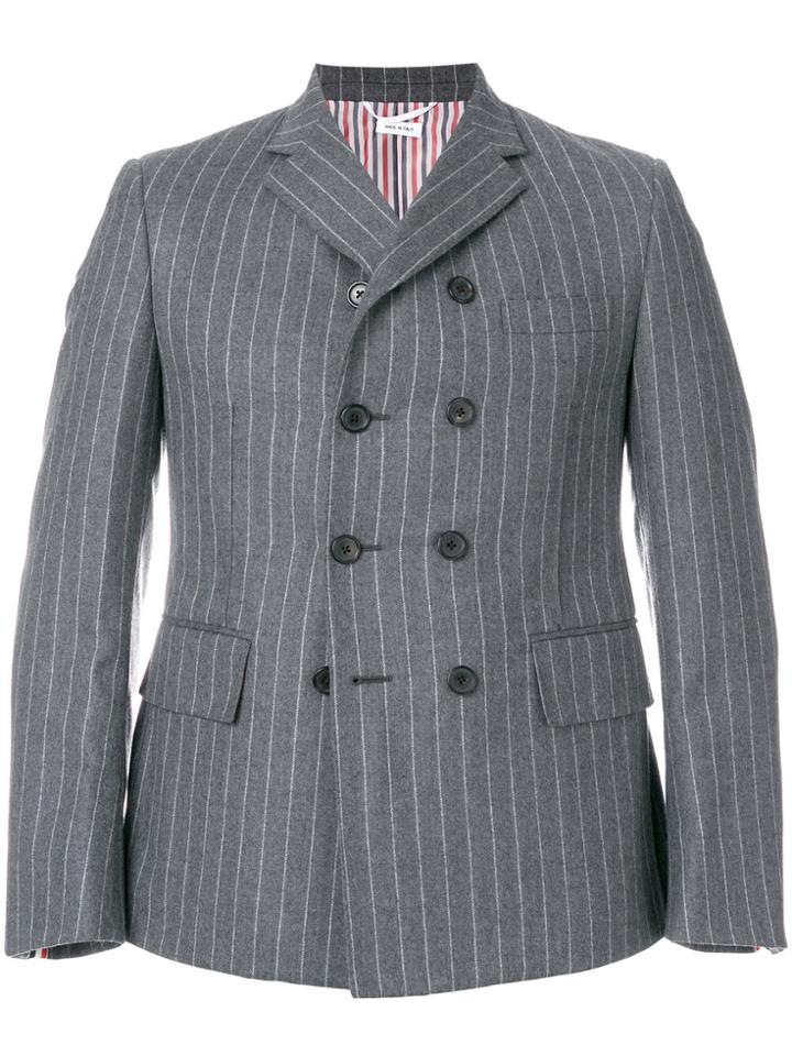 Thom Browne Chalk Stripe Pintuck Sport Coat - Grey