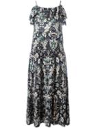 Iro Floral Print Ruffled Off Shoulder Dress, Women's, Size: 38, Viscose/cotton