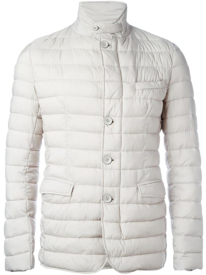 Herno Buttoned Puffer Jacket, Men's, Size: 52, Nude/neutrals, Polyamide/polyurethane