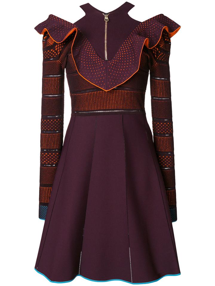 Versace V Ruffle Knit Dress - Pink & Purple