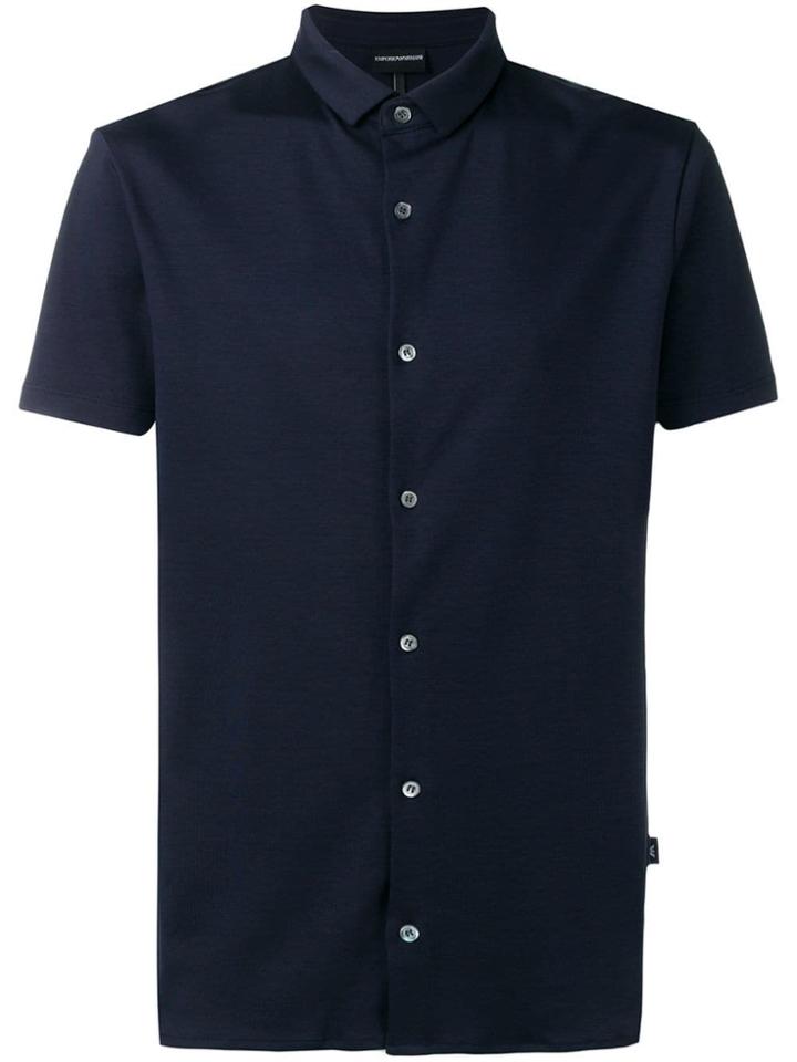 Emporio Armani Logo Short Sleeved Shirt - Blue