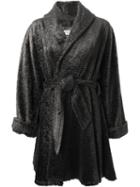 Lanvin Vintage Faux Fur Belted Coat, Women's, Size: 38, Grey