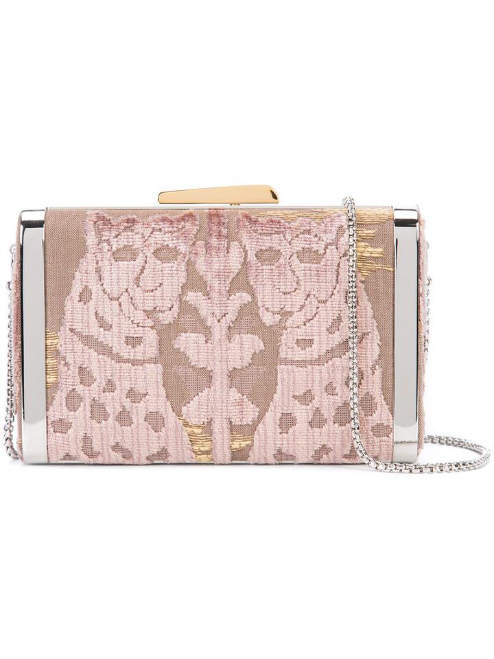 Hayward Box Clutch, Women's, Pink/purple, Calf Suede/silk Velvet